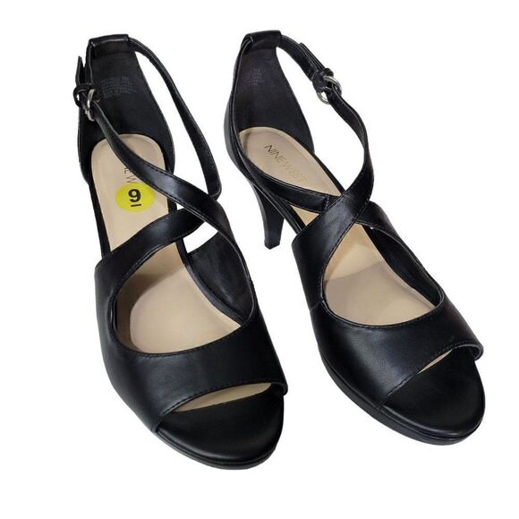 Nine West Black Jubilee Open Toe Heels (Size 9) - Picture 12 of 12